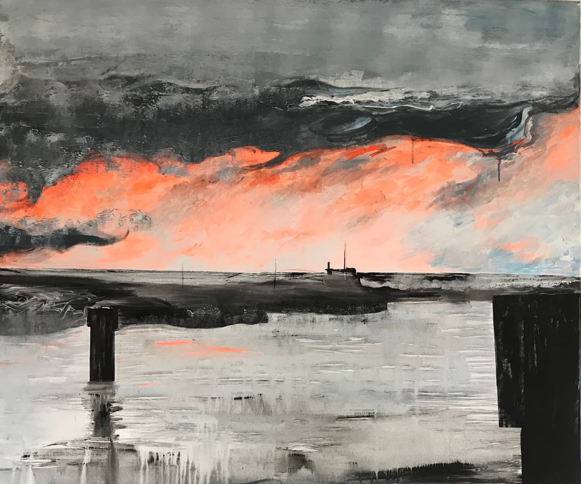 Als de zon ondergaat.<br/>
Geeft de zee haar geheimen prijs.