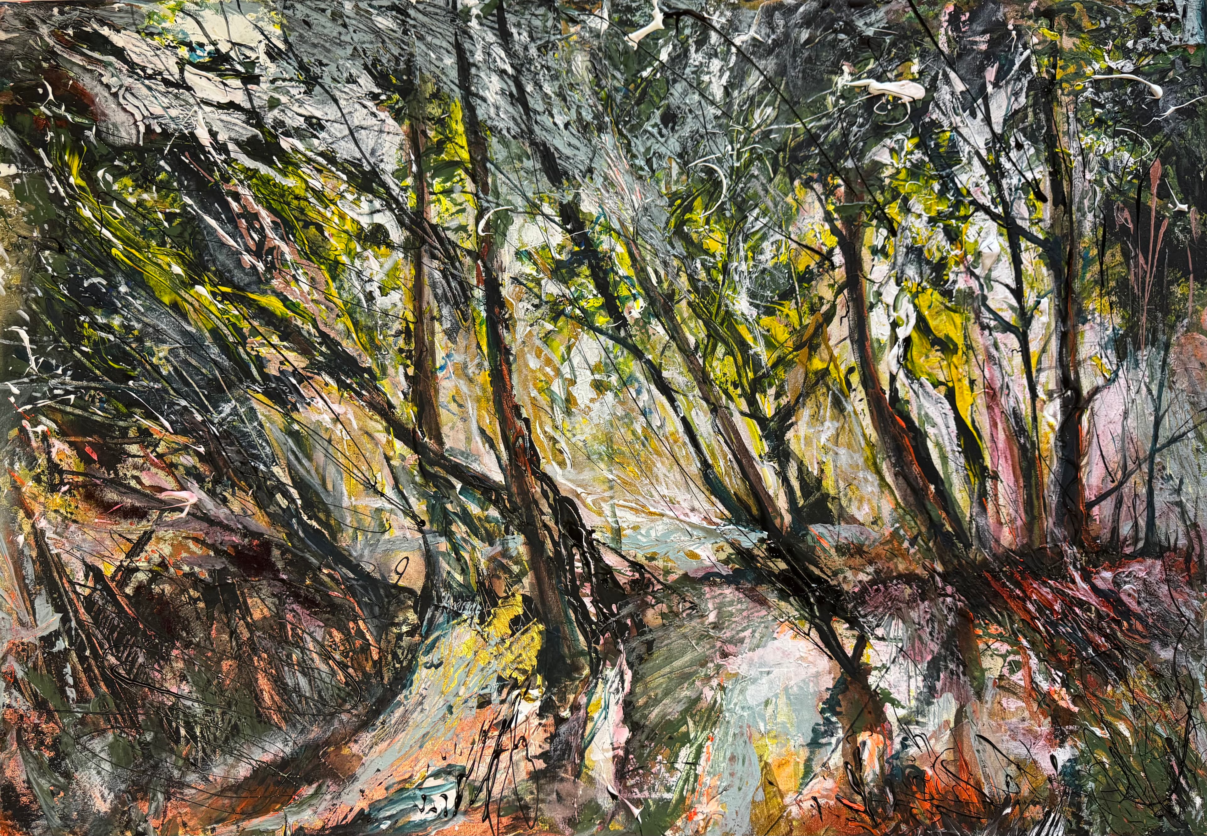 ga<br>
ja, ik ga, al ga ik traag<br>
al ga ik achter, al sta ik stil,<br>
het is geen weggaan<br>
uit zeer of uit verdriet<br>
maar er doorheen, zo ga ik<br>
de armen wijd geopend<br>
het hart net zo, zo ga ik<br>
en ga ik door bladerkruin<br>
door windgeruis<br>
door zon - en wolkenspel<br>
door vorst en meiklokje<br>
ja, laat het regenen waaien,<br>
ik ga, verdwaal en ken de weg<br>
de weg naar mezelf is lang<br>
en toch ben ik er al<br>
<br>
(Yousra Benfquih)